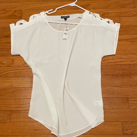 Express Tops - Express White Cold Shoulder Blouse- Size S